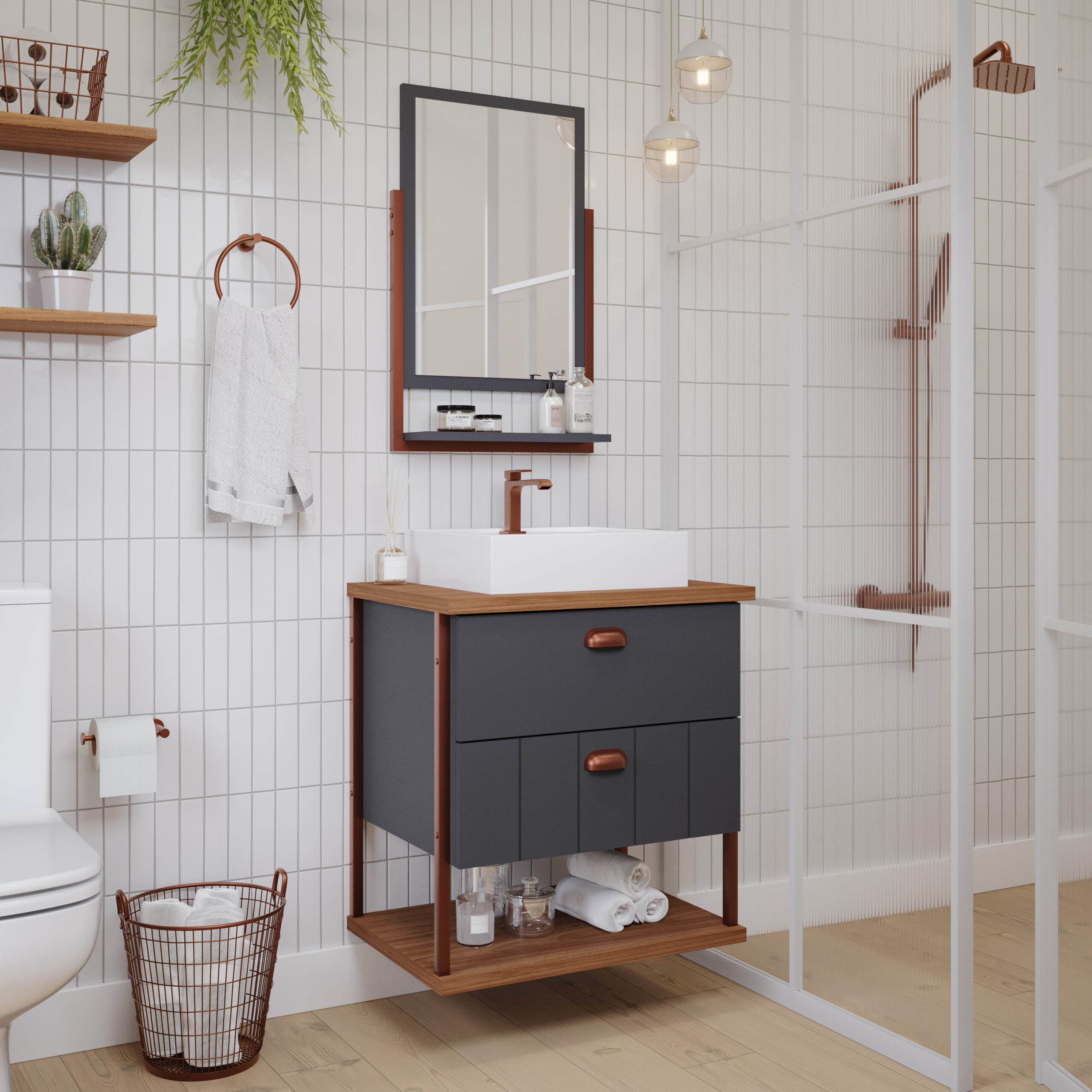 Gabinete Banheiro UNI 60 CM c/ espelheira MGM