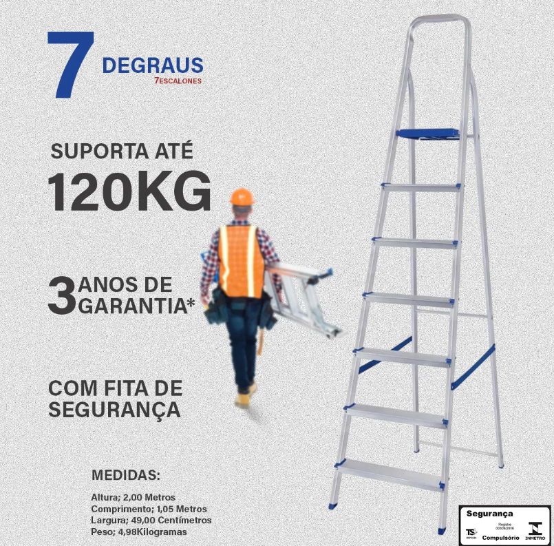 Escada alumínio 7 degraus - 1