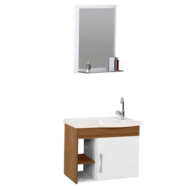 GABINETE BANHEIRO TURIM 0,55M 2 NICHOS NOGAL