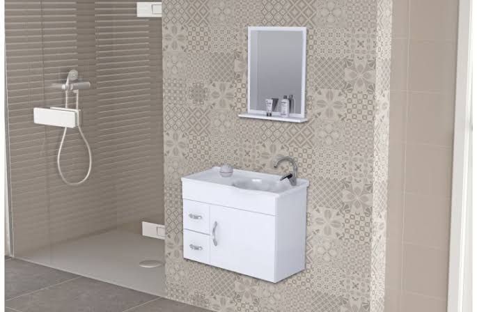 GABINETE BANHEIRO SIENA 0,55M 2 GAVETAS BRANCO