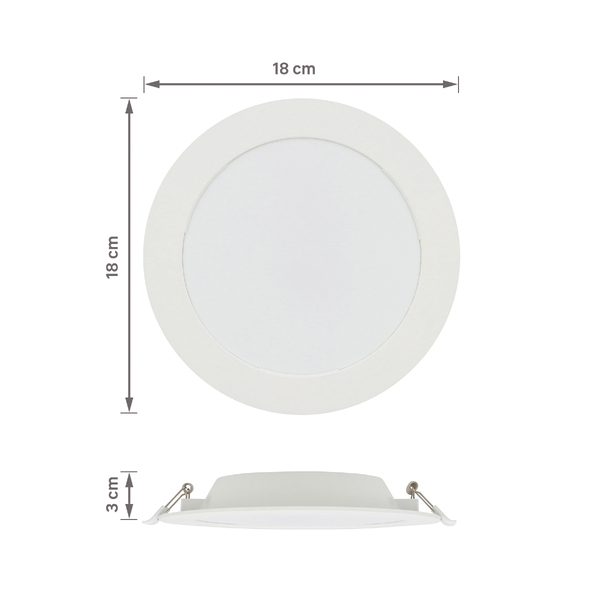 PLAFON LED EMBUTIR 12W REDONDO 18CM BIVOLT